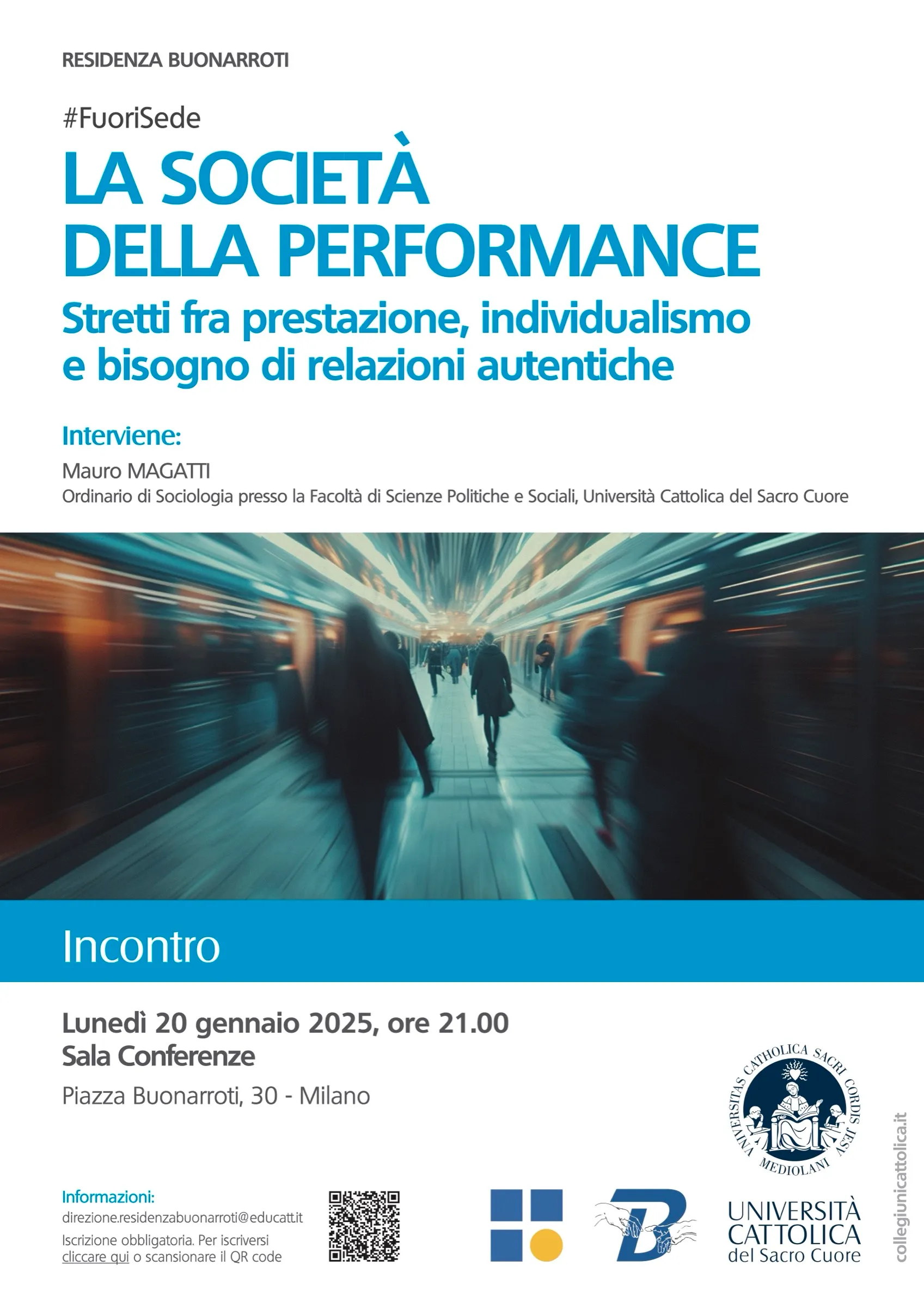 Event poster for the talk with Prof. Magatti: The Performance Society