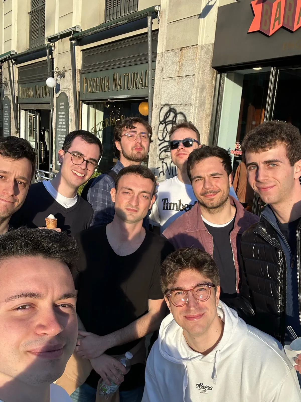 Group selfie of Pensionato Bertoni students during the visit to the Science and Technology Museum in Milan